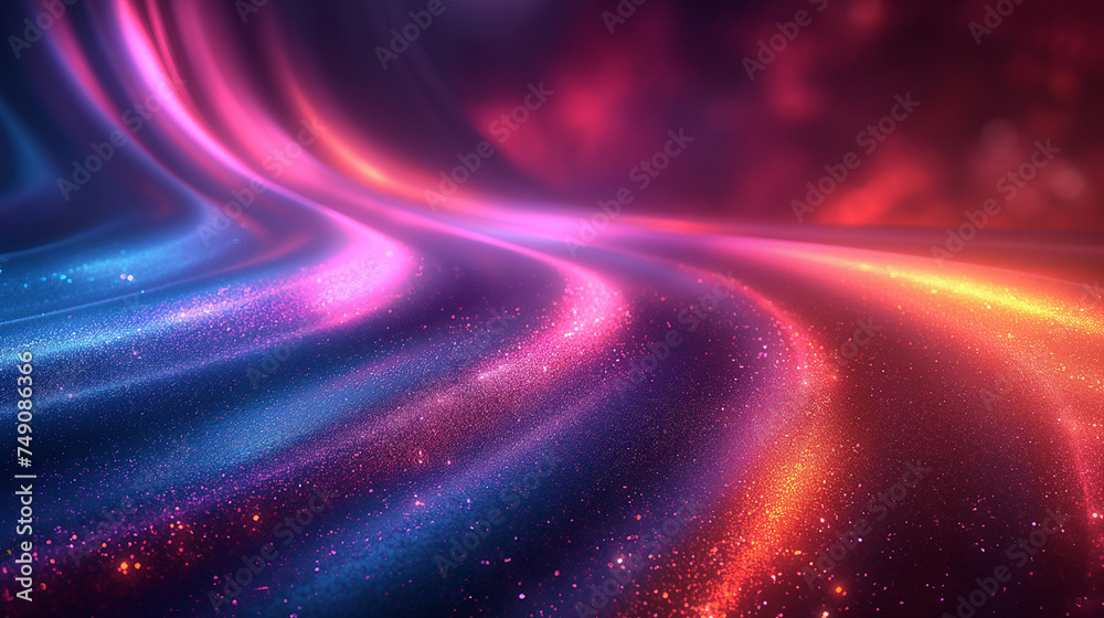 Colorful light paths flowing in a dark atmosphere. Colorful abstract space themed background Colorful light paths flowing in a dark atmosphere. Colorful abstract space themed background