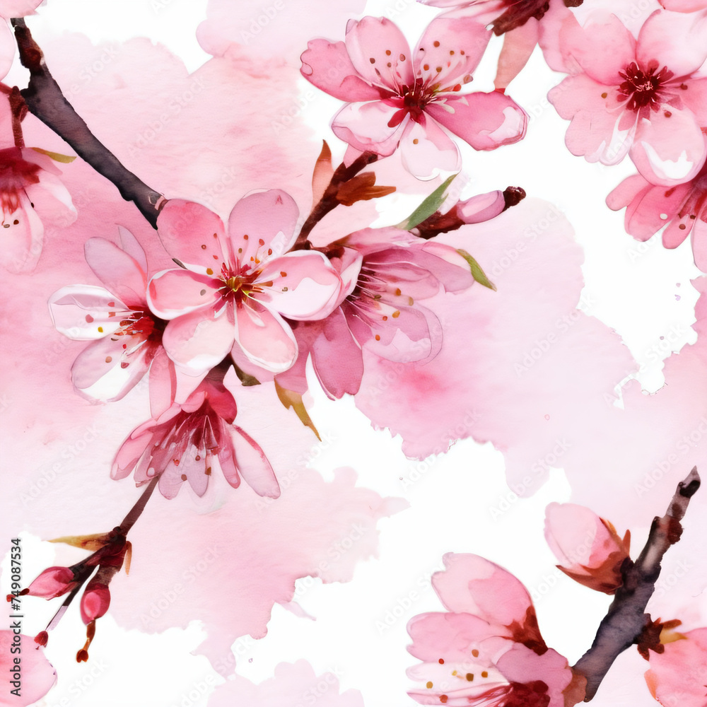 Pink cherry blossom seamless patterns