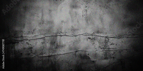 Gray grunge noise background scratches dirty grey cement trendy grainy textured wall. Vintage wide long backdrop design web banner