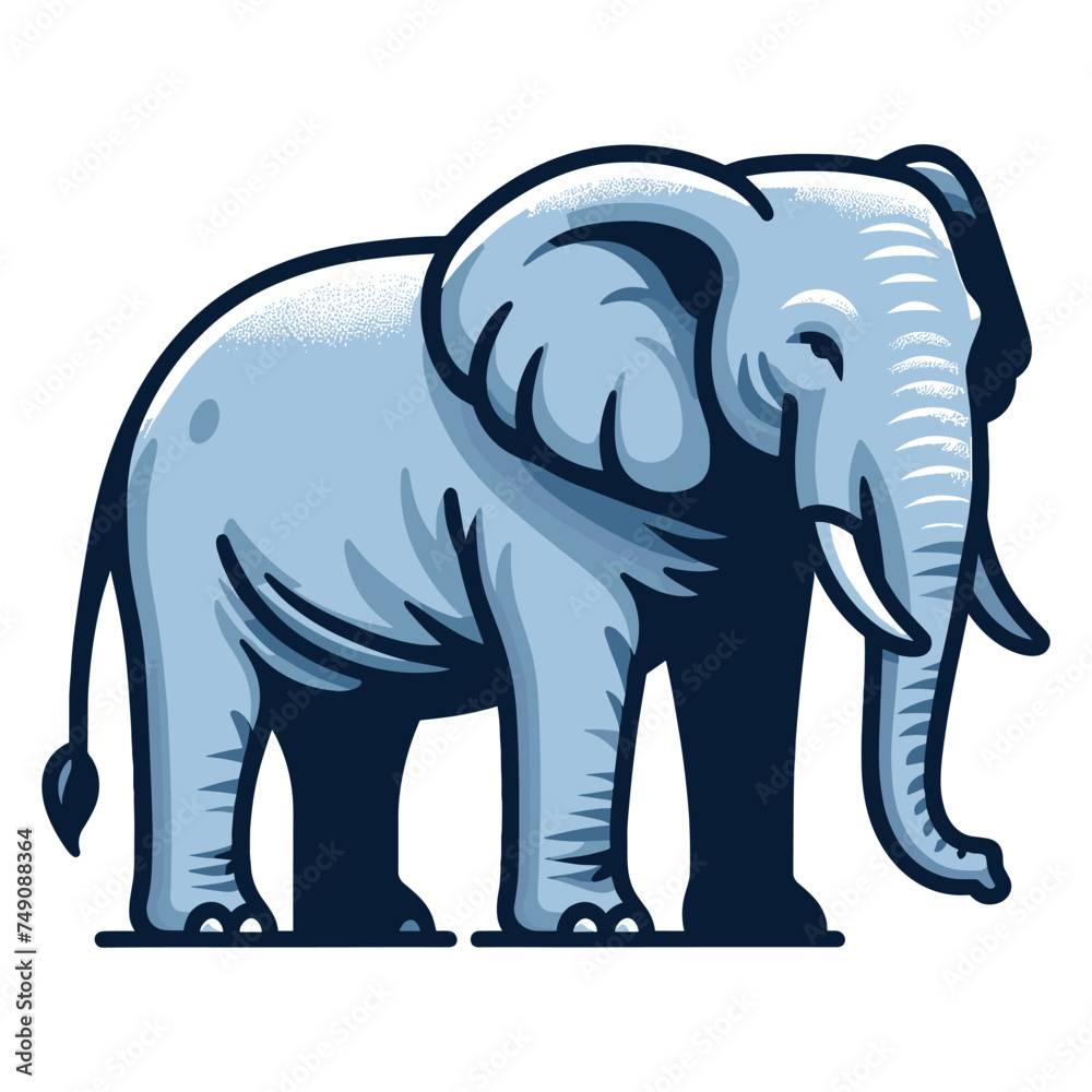 Elephant full body vector illustration, zoology illustration, African safari wild animal design template isolated on white background