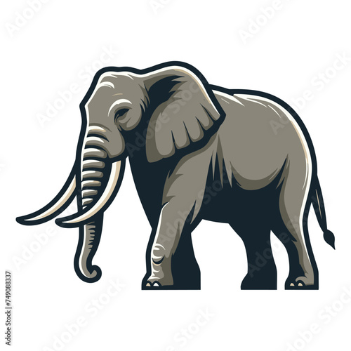 Elephant full body vector illustration  zoology illustration  African safari wild animal design template isolated on white background