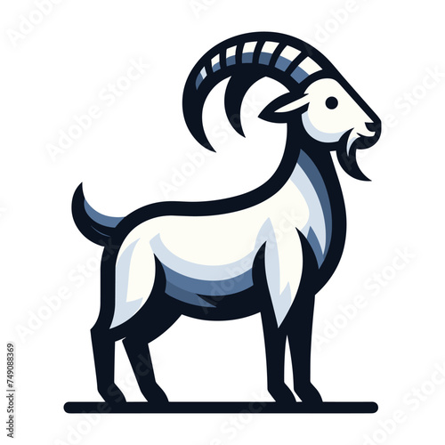 Goat full body vector illustration, farm pet, animal livestock, for butchery meat shop and dairy milk product, design template isolated on white background