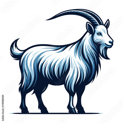 Goat full body vector illustration, farm pet, animal livestock, for butchery meat shop and dairy milk product, design template isolated on white background © lartestudio