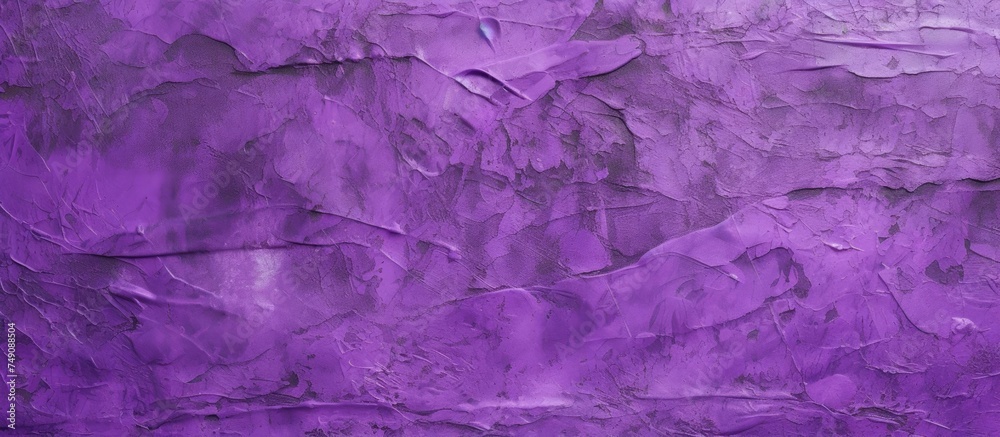 A textured purple wall with visible cracks and patches of filler paste applied in chaotic strokes and dashes. The aged wall shows signs of wear and tear.