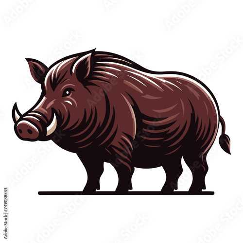 Wild hog boar pig full body design vector illustration  beast animal wildlife template isolated on white background