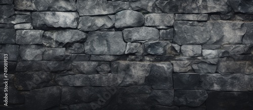 A weathered stone wall painted in dark stucco black creates a textured background. The aged stone cement surface in a rural setting exudes a sense of history and durability.