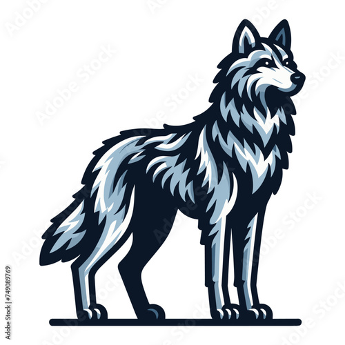 Wild wolf dog full body design vector illustration  animal wildlife template isolated on white background