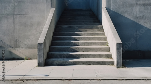 Stairs. Gray concrete staircase