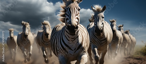 Herd of zebras in the savannah