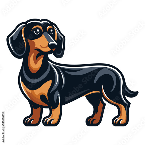Cute adorable dachshund dog cartoon character vector illustration  funny pet animal dachshund puppy flat design mascot logo template isolated on white background