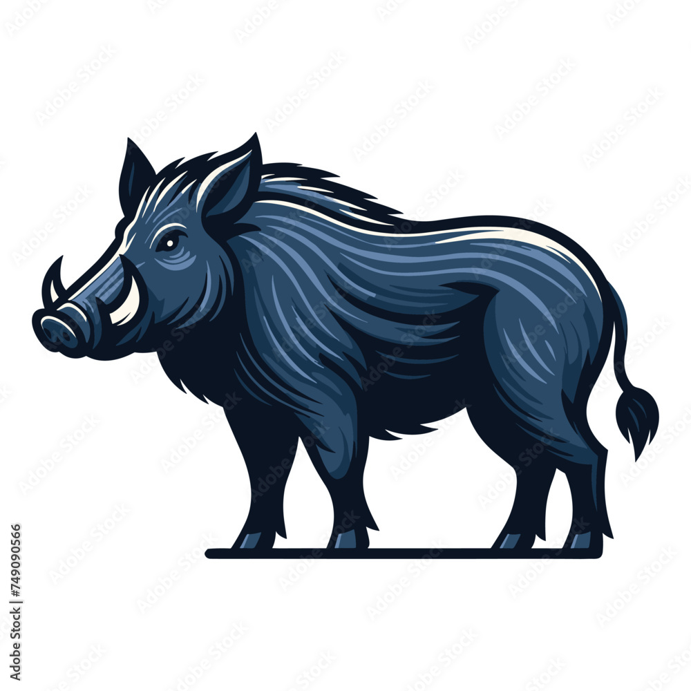 Wild hog boar pig full body design vector illustration, beast animal wildlife template isolated on white background Wild hog boar pig full body design vector illustration, beast animal wildlife template isolated on white background