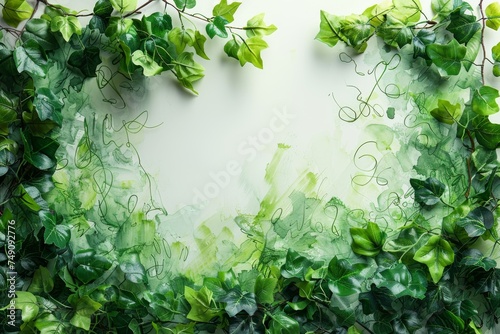 Green Leaves on White Wall