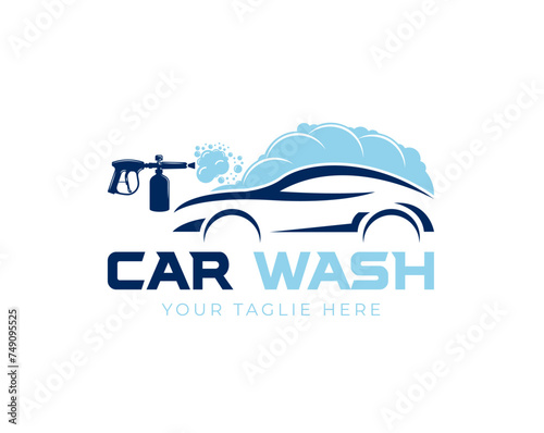 pressure car wash logo design vector illustration
