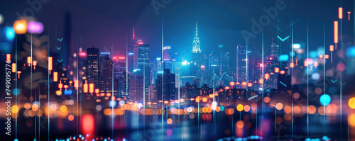 Immerse yourself in the intricate details of a financial chart against the backdrop of a vibrant city skyline. Enhanced by ray tracing and AI generative technology, it's a visual spectacle.