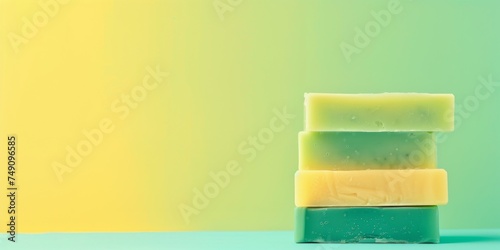 Green and yellow soap bars with space for text.