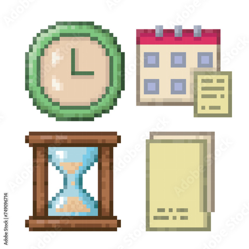 Office objects collection, pixel art