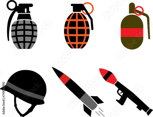 Various war weapons icons, 각종 전쟁무기 아이콘