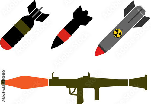 Various war weapons icons, 각종 전쟁무기 아이콘