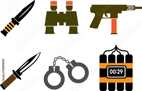 Various war weapons icons, 각종 전쟁무기 아이콘