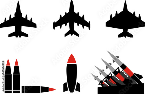 Various war weapons icons, 각종 전쟁무기 아이콘