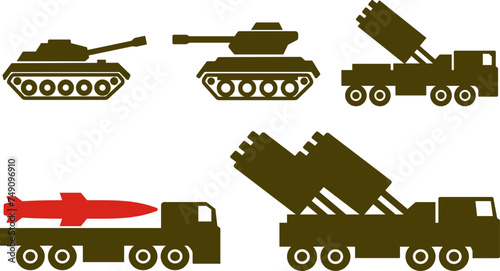 Various war weapons icons, 각종 전쟁무기 아이콘