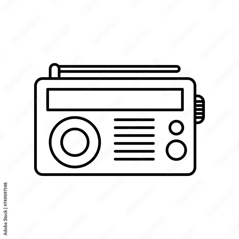 radio vector thin line icon flat simple illustration on white background..eps
