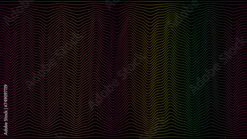 Ilustración digital de ondas de sonido o efecto psicodélico en degradado de colores perfecto para fondo de pantalla de computadora.  photo