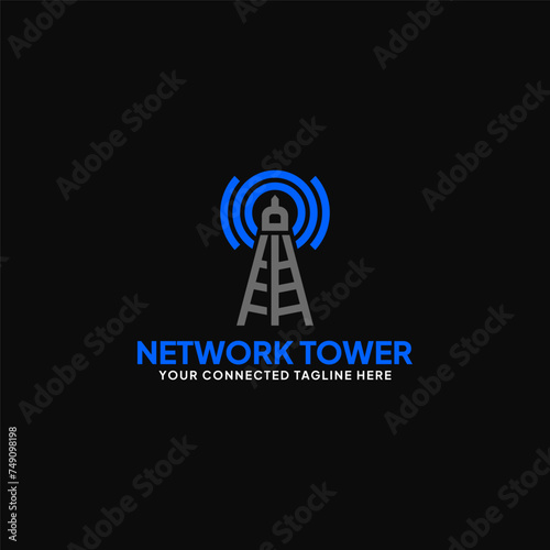Signal Processing Satellite Tower Logo Icon Vector Template for Businesses and Companies Related to Internet Service Provider