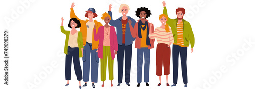 Diverse Peoples Group Vector Illustration: Multicultural Community Embracing Unity, Diversity, and Inclusivity"