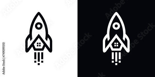 Combination logo from rocket and home logo design concept,logo, home, rocket
