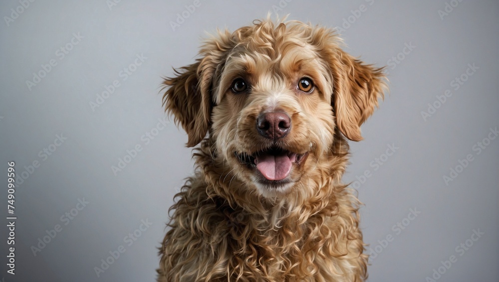 Close-up of happy dog on white background Close-up of happy dog on white background