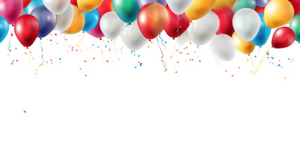 Birthday balloons, pennant isolated on transparent and white background.PNG image.