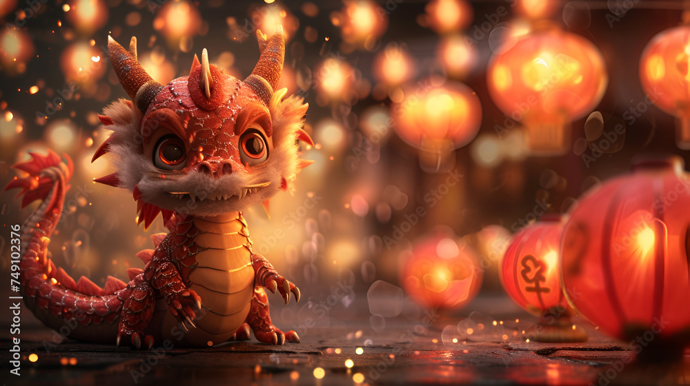 Cute little dragon for 2025 New Year concept New years. generative ai 