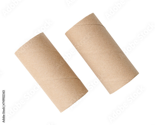 Top view set of tissue paper cores isolated with clipping path in png file format