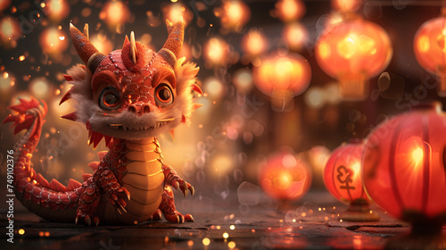 Cute little dragon for 2025 New Year concept New years. generative ai 