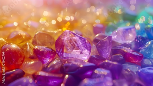 colorful gemstones on a natural background