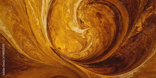 A swirling blend of rich gold, deep brown, and vibrant amber creates a mesmerizing abstract masterpiece that radiates warmth and opulence, beckoning the viewer to get lost in its fluid and wild beaut