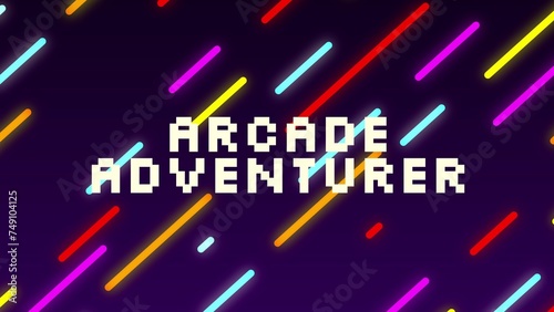 Vibrant invitation for retro gaming events, neon lines and bold text evoke a nostalgic 80s vibe
