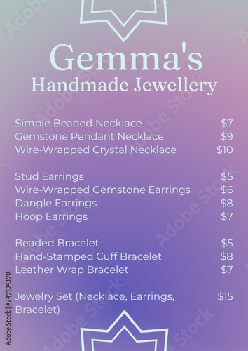 Promote artisan creations, a jewelry price list