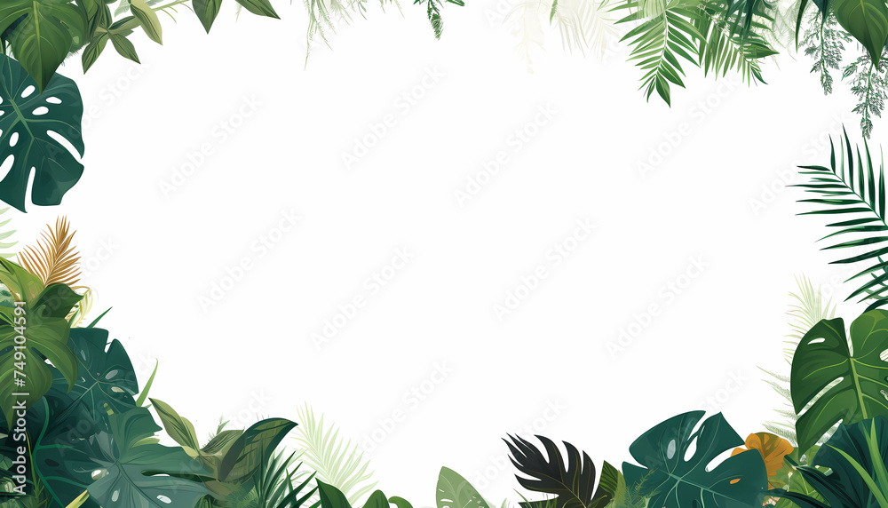 background with tropical plants frame