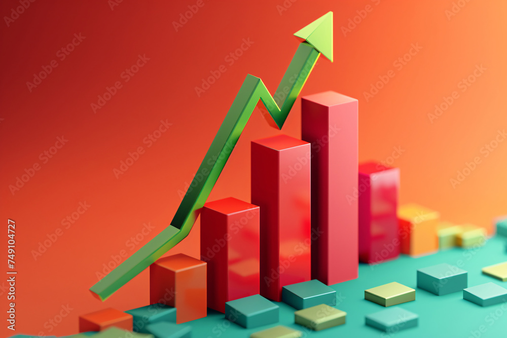 Rising curve and data analysis concept 3D rendering, business growth graph 3d illustration Rising curve and data analysis concept 3D rendering, business growth graph 3d illustration