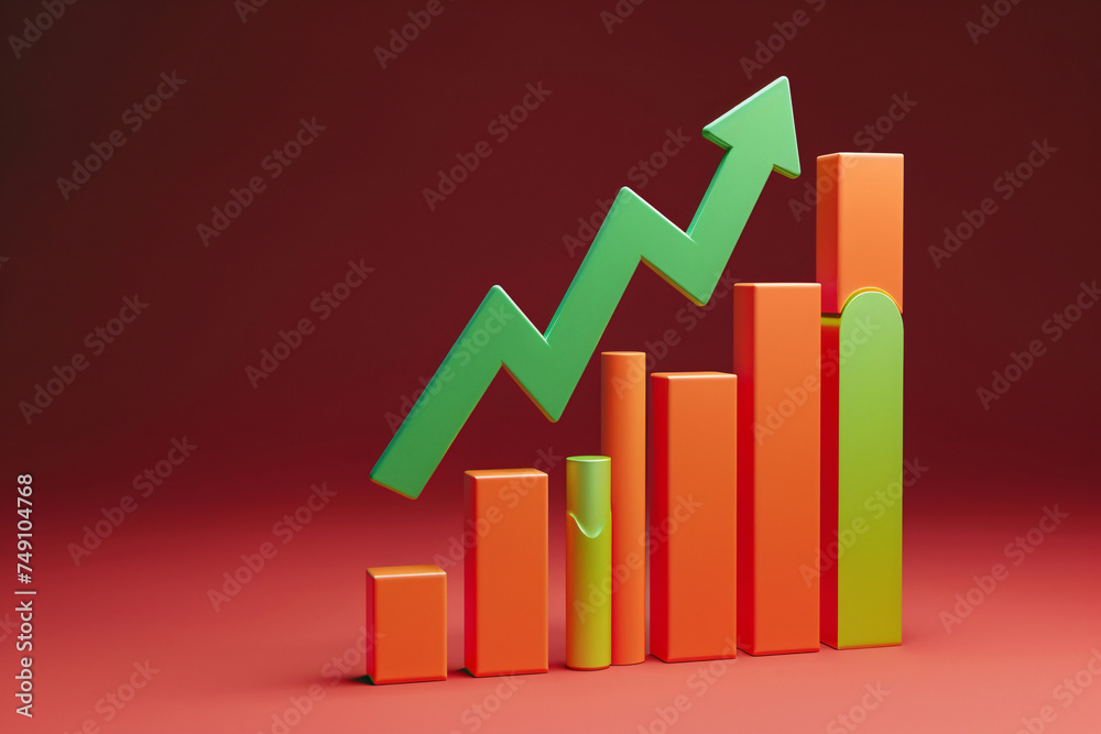 Rising curve and data analysis concept 3D rendering, business growth graph 3d illustration Rising curve and data analysis concept 3D rendering, business growth graph 3d illustration