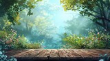 summer background with wooden planks