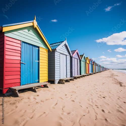 A row of colorful beach huts © Cao