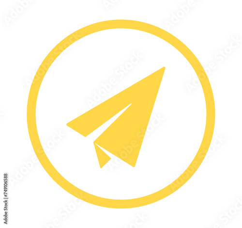 Free Download シンプルな黄色の紙飛行機アイコン - GFXLoad