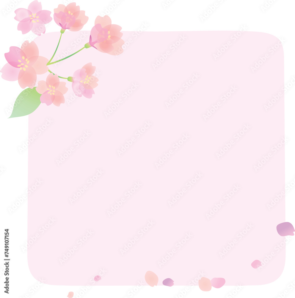 桜のフレーム・見出しイラスト正方形 　タイトル　枠　飾り枠