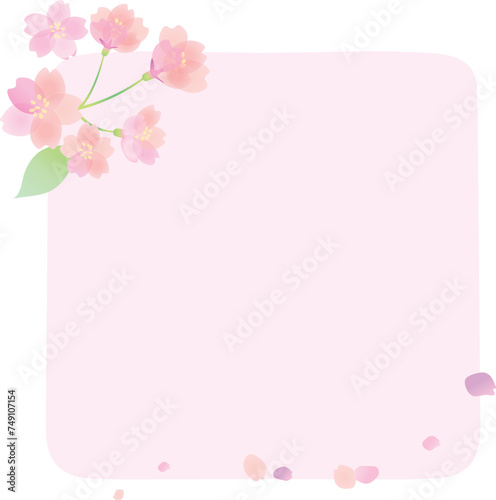桜のフレーム・見出しイラスト正方形 　タイトル　枠　飾り枠 © MARUGARY