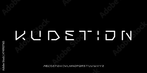 futuristic modern geometric font,  simple minimalist font, modern, futuristic font vector (ID: 749107165)