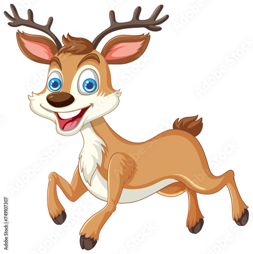 Animated young deer with a happy expression leaping.