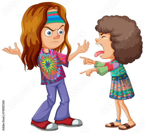Cartoon illustration of children arguing passionately.